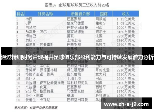 通过精细财务管理提升足球俱乐部盈利能力与可持续发展潜力分析 通过精细财务管理提升足球俱乐部盈利能力与可持续发展潜力分析